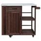 Hearth and Haven Outdoor Kitchen Island Cart with Stainless Steel Top, Towel and Spice Racks in Dark Brown, , large
