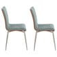 Lumisource Mason Contemporary Dining/accent Chair with Swivel in Stainless Steel, Walnut Wood, and Green Fabric - Set of 2, , large