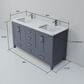 Lexora Home Jacques 60" Double Bathroom Vanity in Dark Grey with 2 cm White Quartz Top and Rectangular Sinks, , large