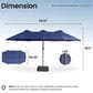HOMLUX 15" Double-Sided Outdoor Market Umbrella with Sandbag Base in Royal Blue, , large