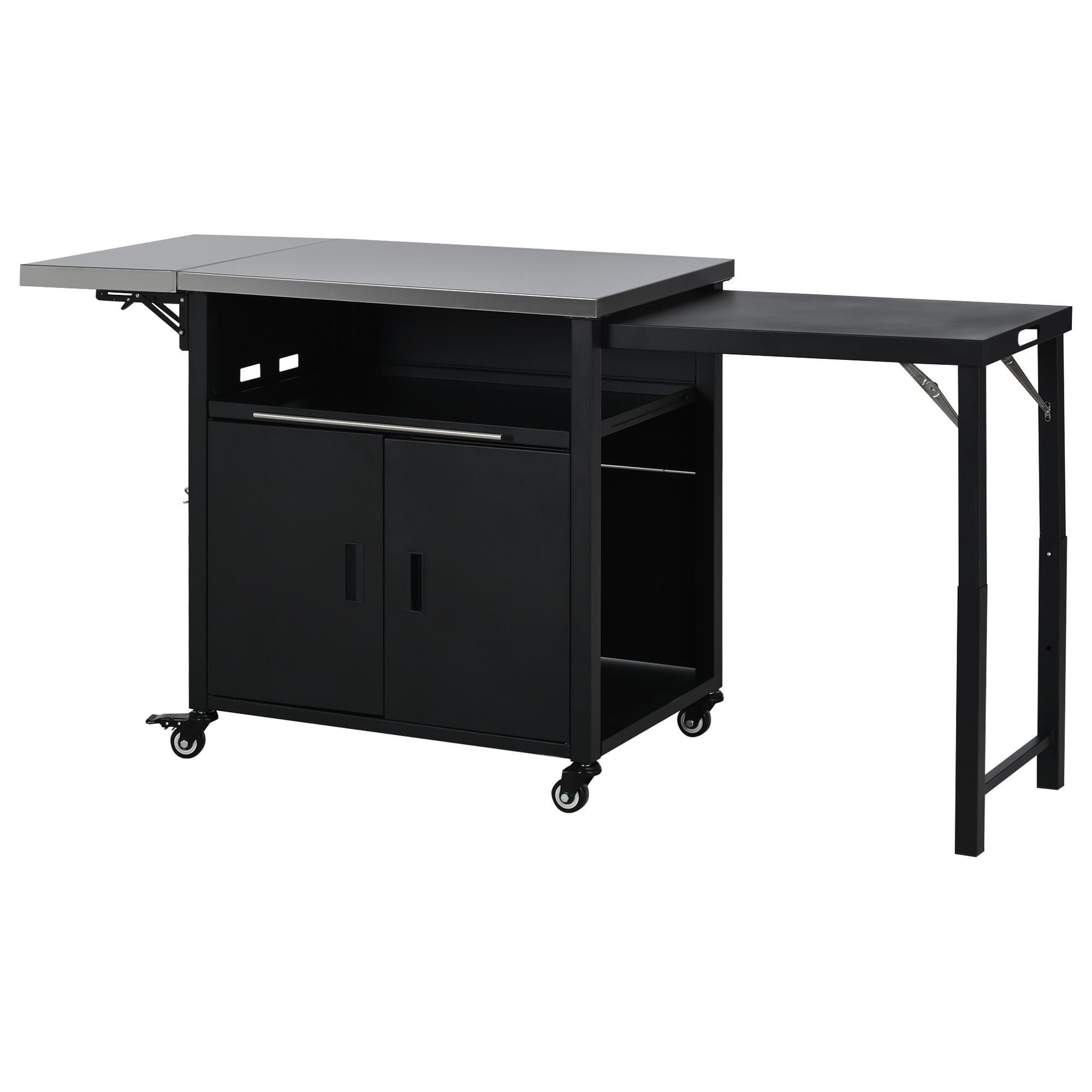 Hearth and Haven Outdoor Kitchen Island Cart with Dual Expandable