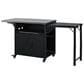 Hearth and Haven Outdoor Kitchen Island Cart with Dual Expandable Stainless Steel Tabletops in Black, , large