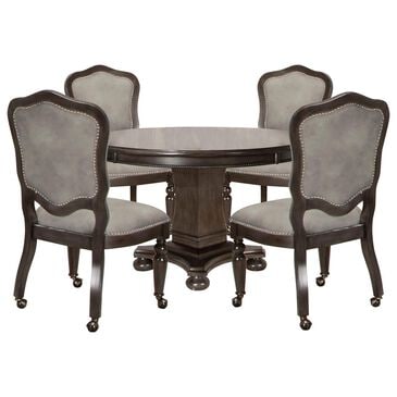 SUNSET Vegas 5-Piece Round Game Table Set in Smoke Gray, , large