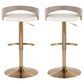 LumiSource Grotto Swivel Barstool with White Faux Leather Upholstery in Gold and Light Grey (Set of 2), , large