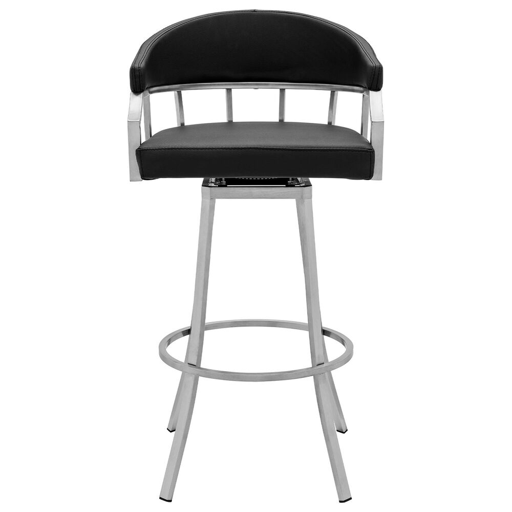 Blue River Palmdale 26&quot; Swivel Counter Stool with Black Seat in Brushed Stainless Steel, , large
