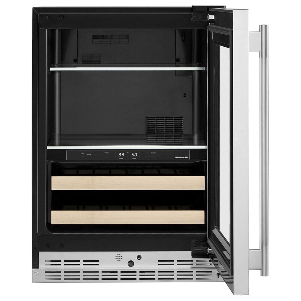 KitchenAid 4.8 Cu. Ft. Right Hinge Beverage Center with Wood Front Racks in PrintShield Stainless Steel, , large