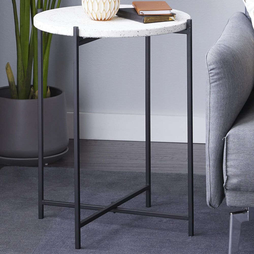 Maple and Jade Round End Table in Black and White, , large