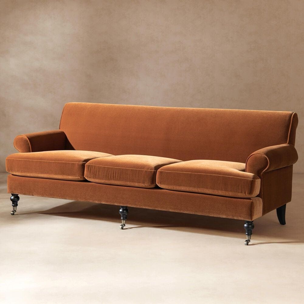 Jennifer Taylor Home Alana Stationary Sofa in Burnt Orange Velvet, , large