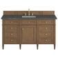 James Martin Brittany 60" Single Bathroom Vanity in Pecan with 3 cm Parisien Bleu Silestone Top, Rectangular Sink and FreePower Wireless Charger, , large
