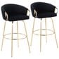 Lumisource Claire Barstool with Black Cushion in Gold (Set of 2), , large