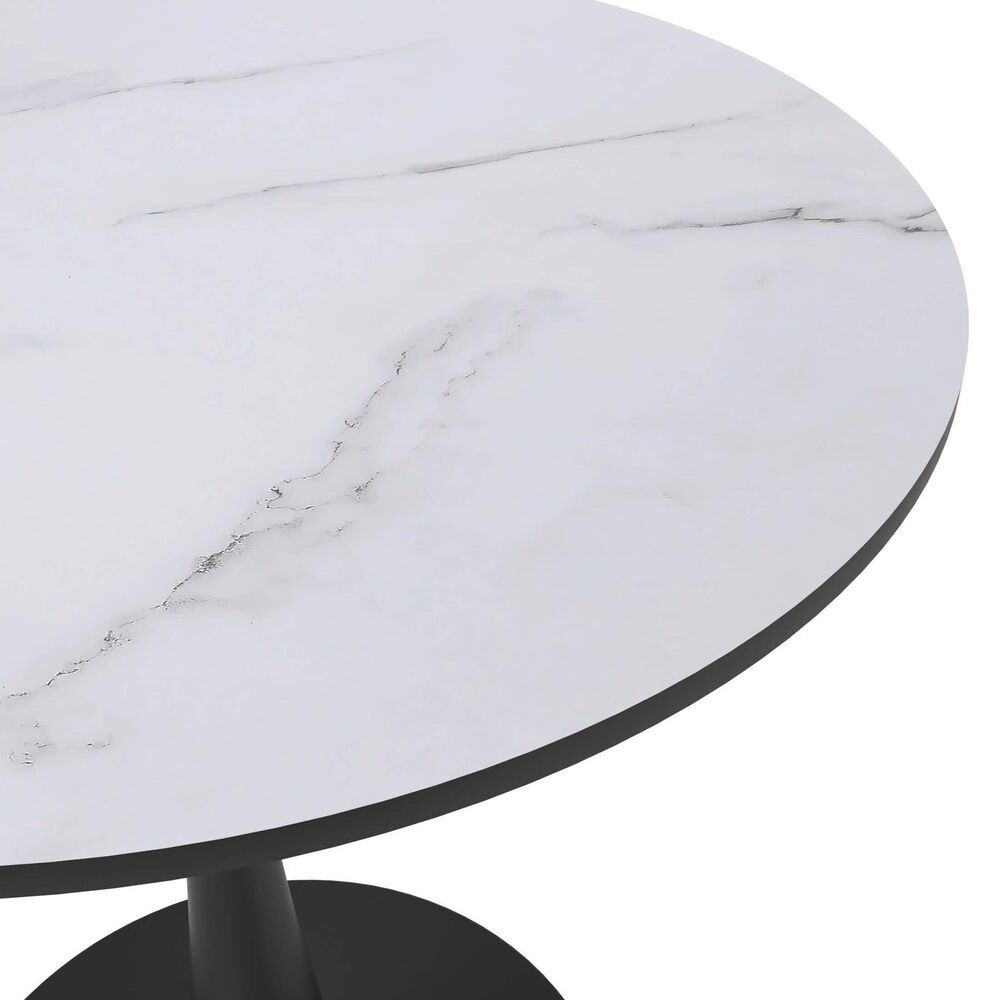 Leisuremod Leisuremod Bristol 24 round dining table Black base with marbled MDF top, , large