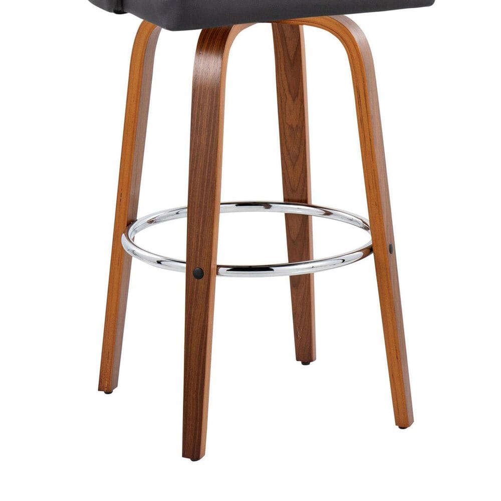 LumiSource Dahlia Swivel Bar Stool with Black Upholstery in Walnut and Chrome (Set of 2), , large