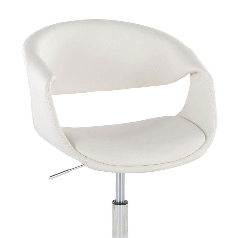 LumiSource Curvo Swivel Task Chair with White Faux Leather Cushion in Chrome, , large