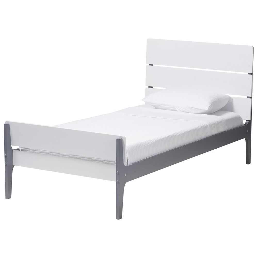 Baxton Studio Nereida Twin Platform Bed in White/Grey, , large