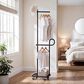 HOMLUX F-Shape Indoor Coat Rack with Lockable Wheeled Bases and Hat Hooks in Black, , large