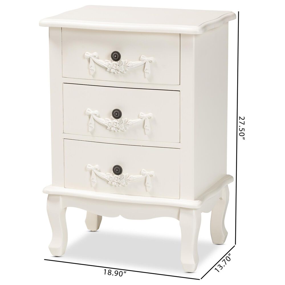 Baxton Studio Callen 3-Drawer End Table in White, , large
