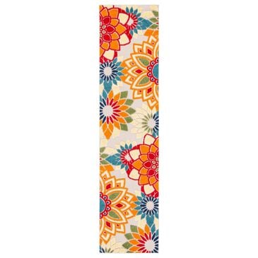 Safavieh Cabana CBN328A 2"2" x 9" Ivory and Orange Indoor/Outdoor Performance Runner, , large