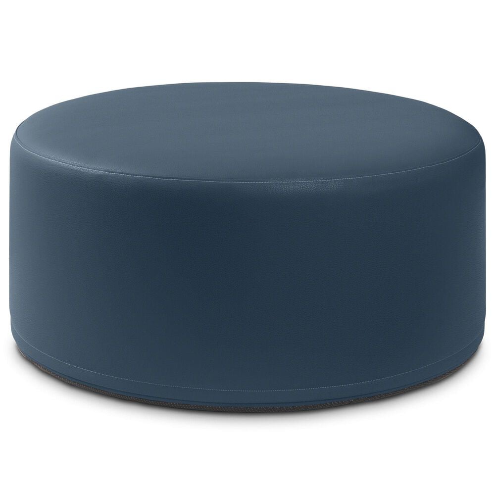Jaxx Candler Faux Leather Ottoman in Oxford Blue, , large