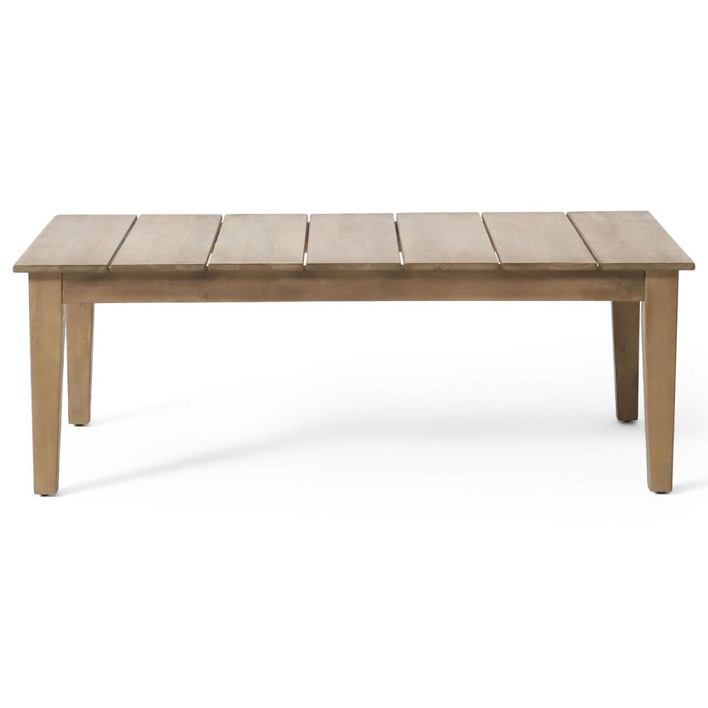 Hearth and Haven Outdoor Coffee Table with Slatted Top in Light Brown, , large