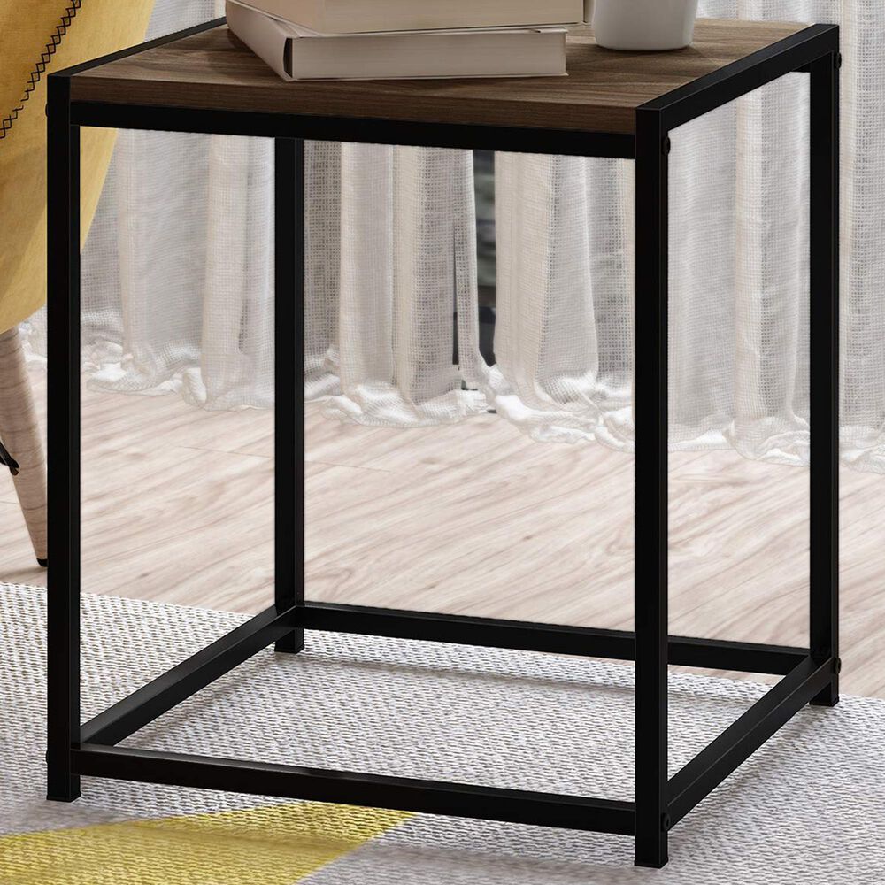 HOMLUX 1-Tier End Table in Columbia Walnut and Black, , large