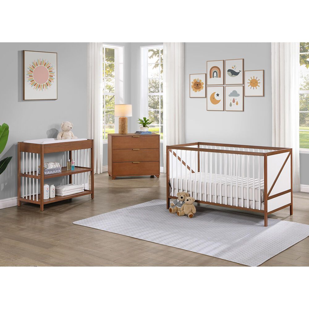 Hearth and Haven Pixie Zen 3-In-1 Convertible Crib in Walnut and White, , large