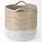 Mercana Maddie Round Basket with Handles in Light Brown and White (Set of 3), , large