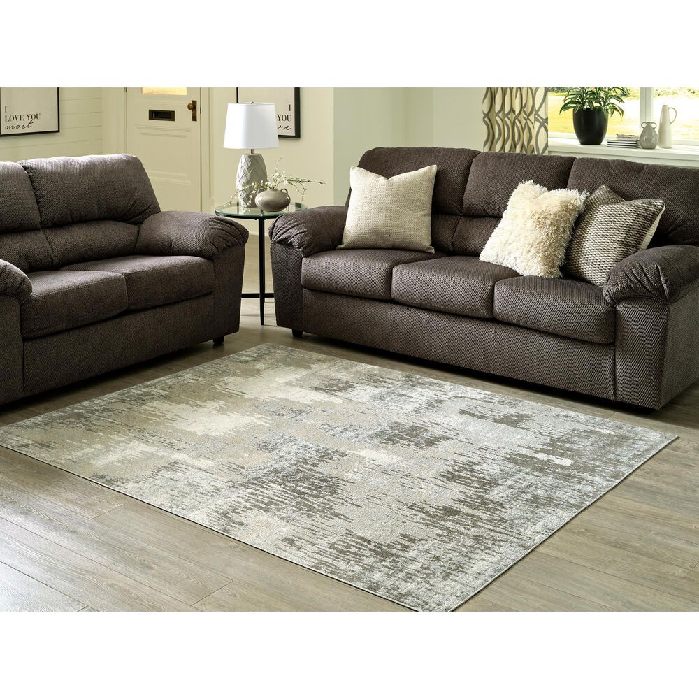 Ashley Arriston 5&#39;3&quot; x 7&#39; Teal, Gray, Beige and Taupe Area Rug, , large