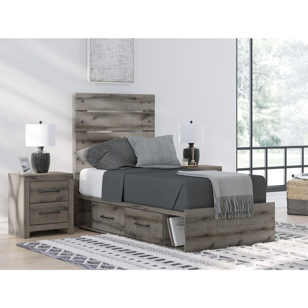 Ashley Graystorm Twin Panel Bed with Storage in Brown Gray, , large