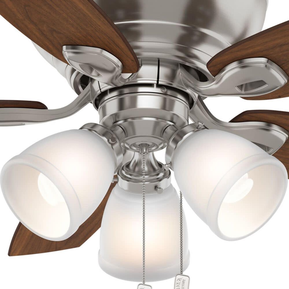 Hunter Durant Low Profile 44&quot; Ceiling Fan with Lights in Brushed Nickel and Walnut, , large