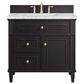 James Martin Vanities Lorelai 36" Single Vanity in Black Onyx with 3 cm Carrara White Marble Top, , large