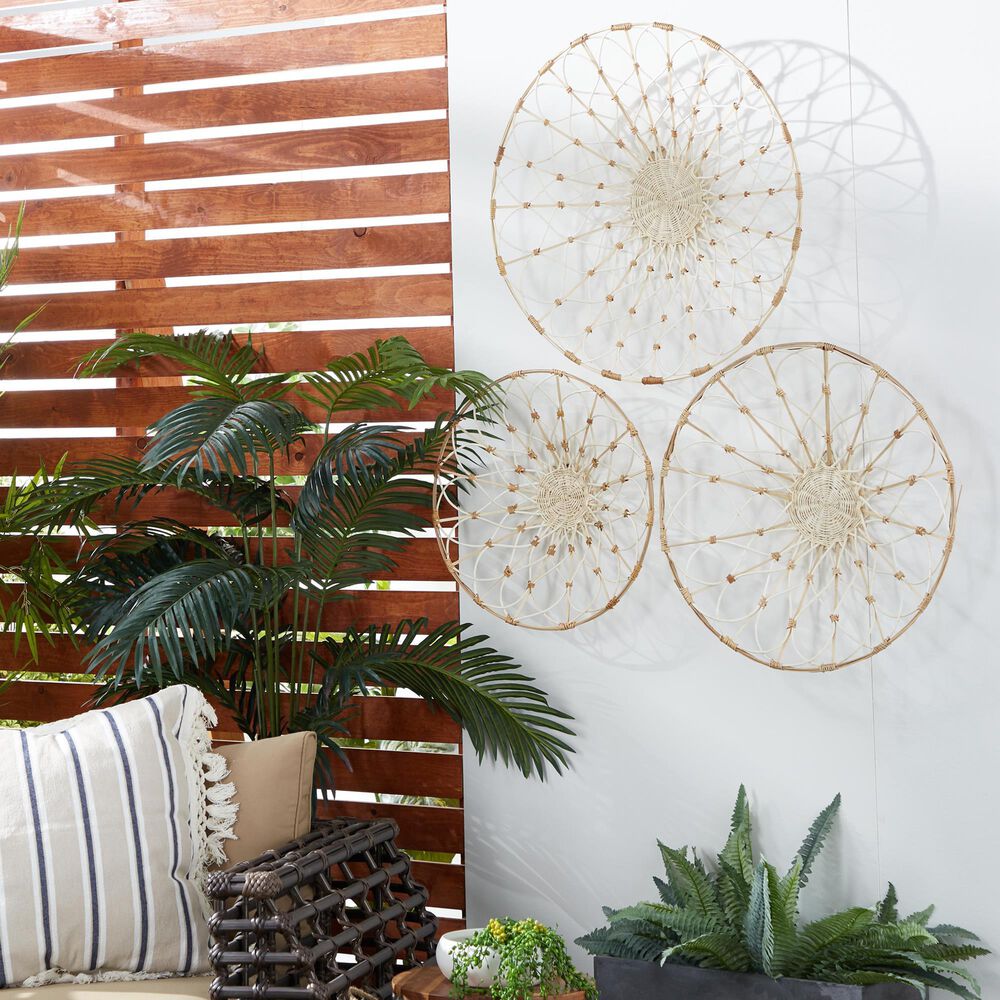 Maple and Jade 20&quot;, 24&quot;, 28&quot; Plant Plate Basket Home Wall Decor in Brown &#40;Set of 3&#41;, , large