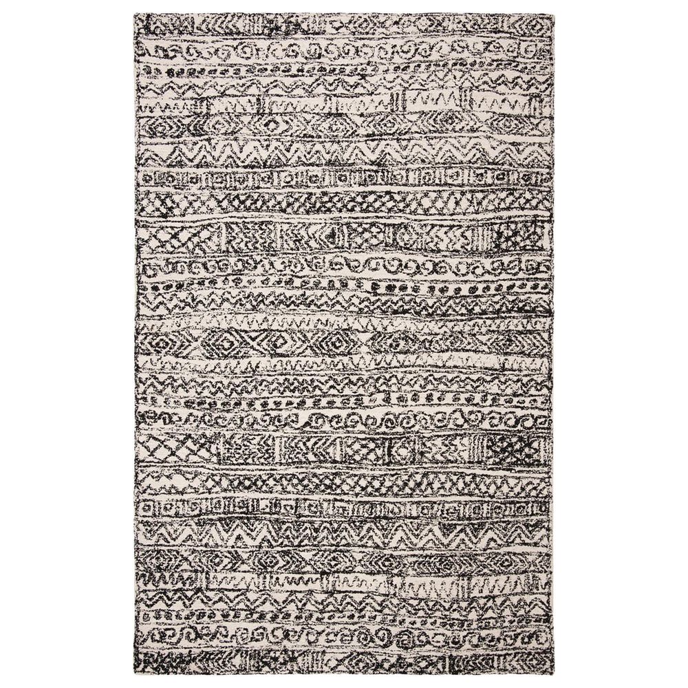 Safavieh Micro-Loop MLP228A 4" x 6" Ivory and Black Area Rug, , large