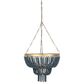 Creative Coop Laurel 2-Tier Draped Wood Bead Chandelier with Gold and Navy Blue Shade, , large
