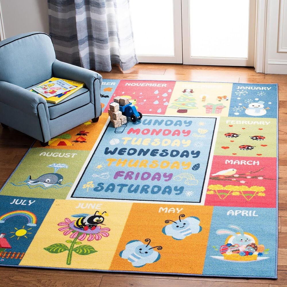Safavieh Kids Playhouse KPH224M 3&#39;3&quot; x 5&#39;3&quot; Blue and Green Rug, , large