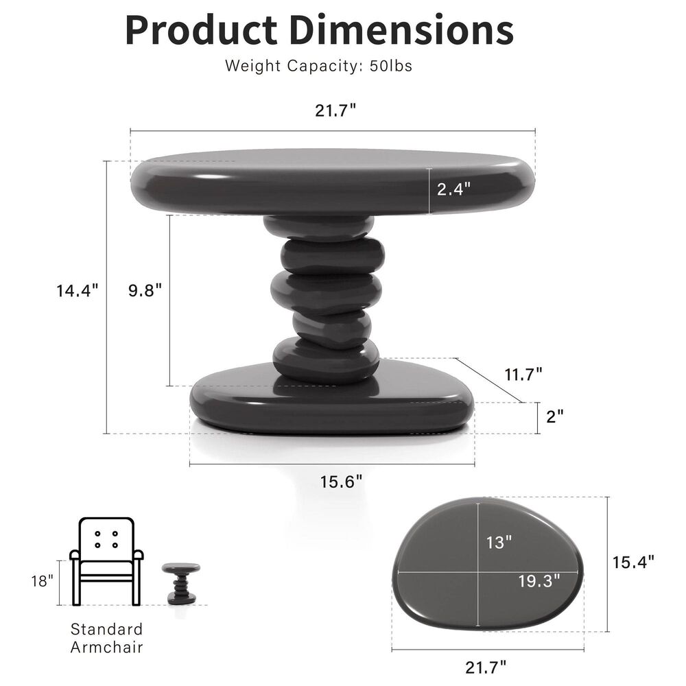 Furniture of America Rene Glossy End Table in Dark Gray, , large