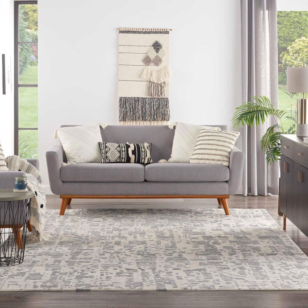 Nourison Silk Shadows 5&#39;6&quot; x 7&#39;5&quot; Ivory and Grey Area Rug, , large