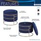 Rta Products Elegant Storage Ottoman with Gold Frame in Blue, , large