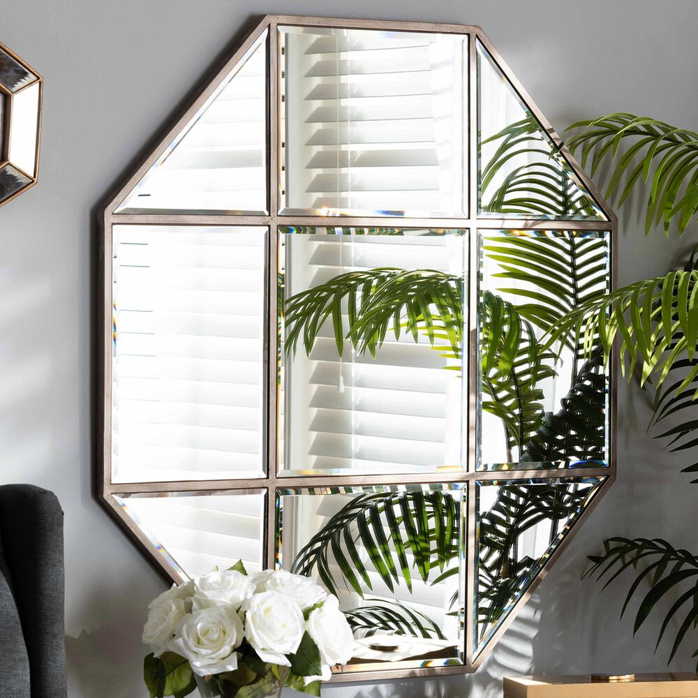Baxton Studio Enora Accent Wall Mirror in Bronze, , large