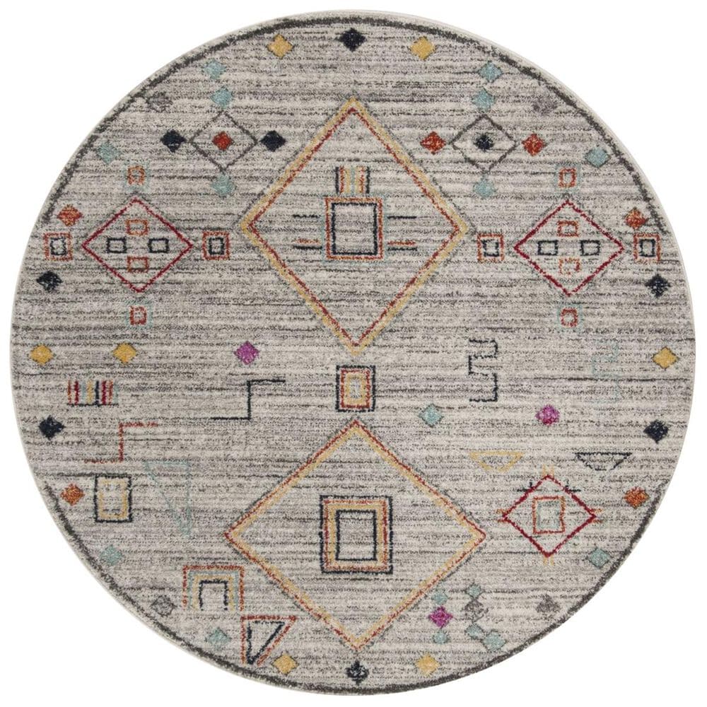 Safavieh Adirondack ADR208F 6" Round Light Grey and Red Area Rug, , large