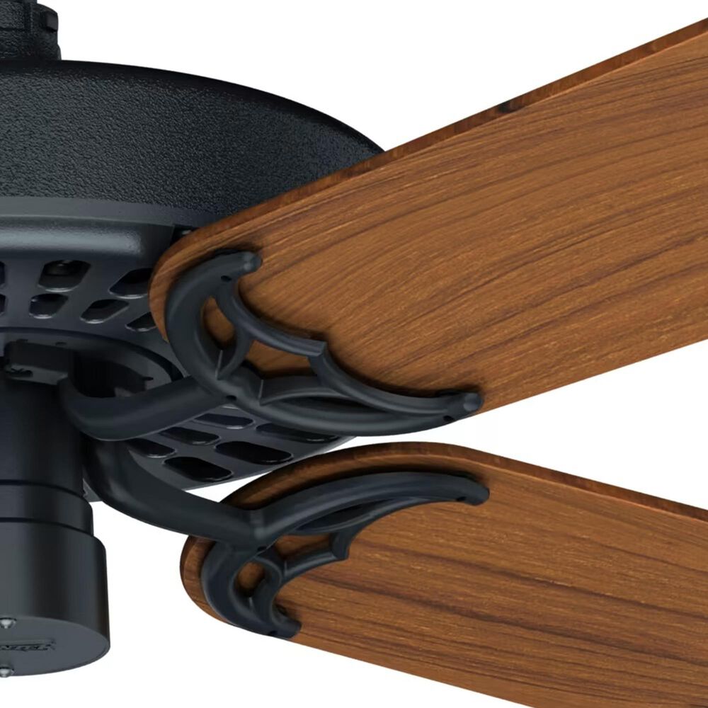 Hunter Original 52&quot; Outdoor Ceiling Fan with Teak Blades in Matte Black, , large