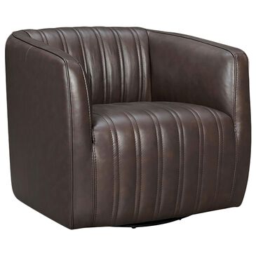 Blue River Aries Swivel Barrel Chair in Espresso and Black, , large