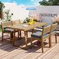 Hearth and Haven 5-Piece Outdoor Wooden Dining Set with U-Leg Table and Cushioned Chairs in Gray, , large