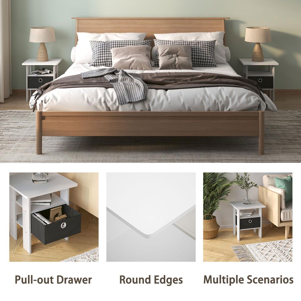 HOMLUX 1-Drawer End Table in White, , large