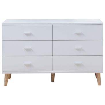 Furniture of America Enos 6-Drawer Dresser in White and Natural, , large