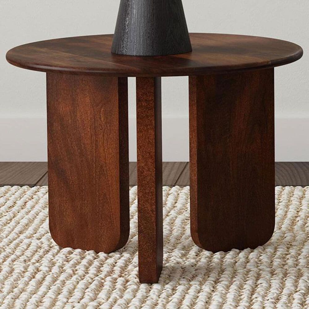 Pacific Landing Dale Round End Table in Brown, , large