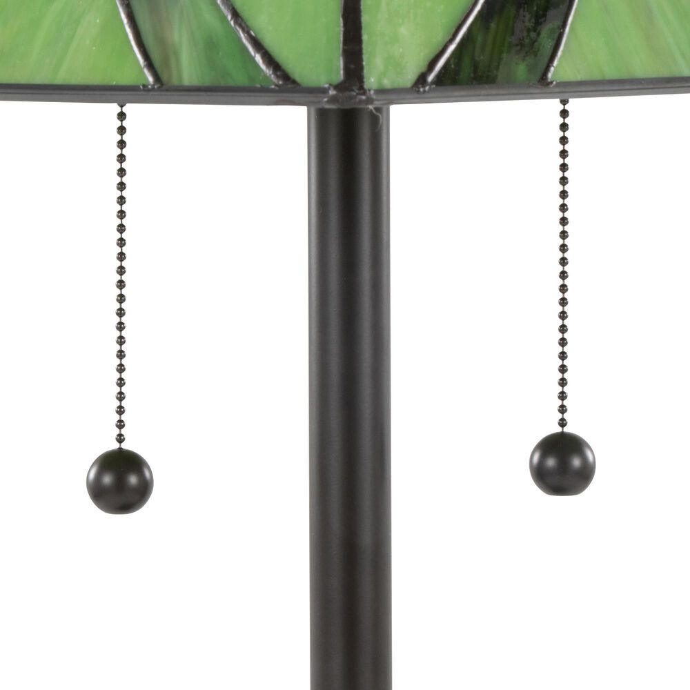 LumiSource Ren Floor Lamp with Green Glass Shade in Oil Rubbed Bronze, , large