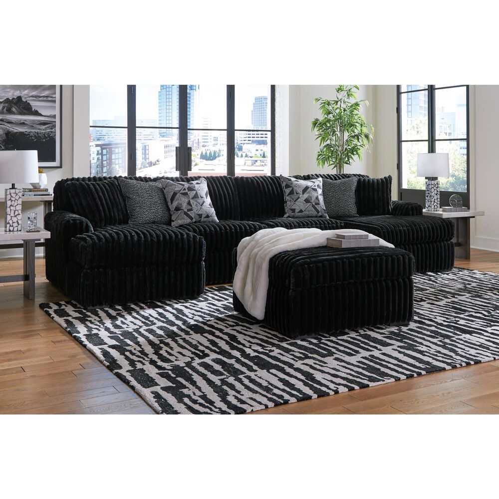 Ashley Midnight-Madness Oversized Accent Ottoman in Onyx, , large