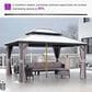 HOMLUX 12" x 14" Outdoor Hardtop Gazebo with Galvanized Steel Roof, Netting, and Curtains, Gray, , large