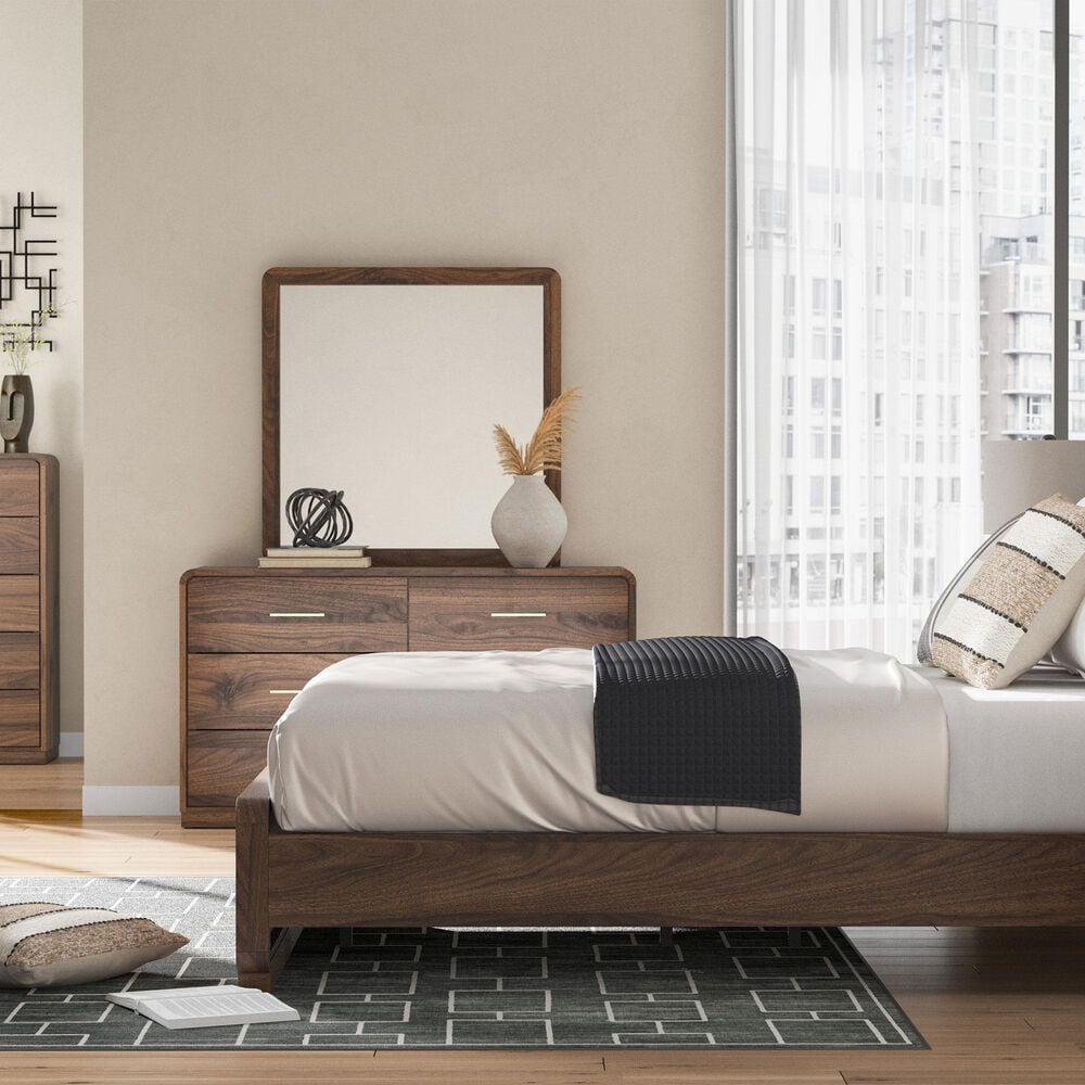 Ashley Fortlorn Bedroom Mirror in Walnut Brown, , large
