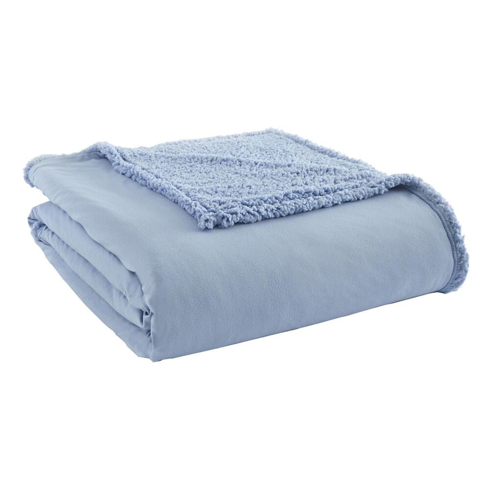 Shavel Home Products Full/Queen Micro Flannel Sherpa Blanket in Wedgwood, , large